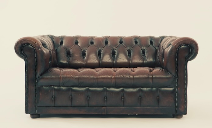 Brown leather sofa